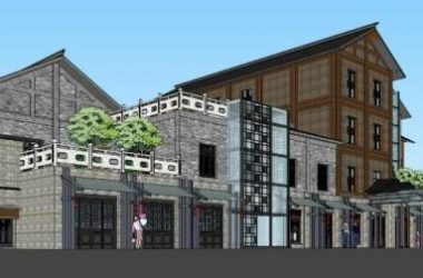 SketchUp Business Model: Yangming Ancient Street Multi-Story Commercial Complex in Traditional Chinese Style-BIM WORLD