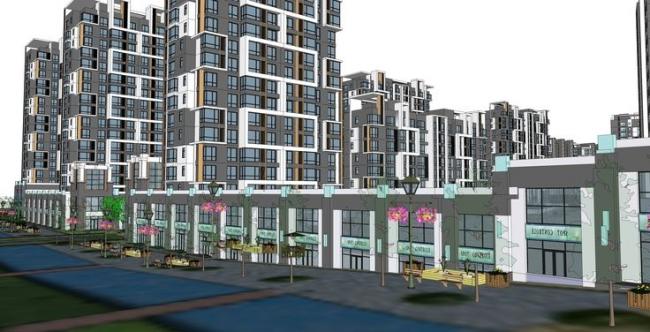 SketchUp Residential Models: Modern Small and High-Rise Buildings with Ground Floor Commercial Spaces