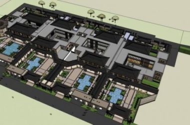 SketchUp Hotel Model: Large Vacation Club, Hotel, Townhouse with Chinese Design-BIM WORLD