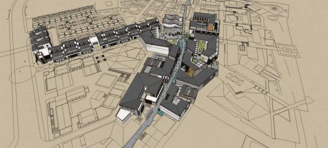 SketchUp Business Model: Multi-Story Commercial Street in Modern Chinese Style