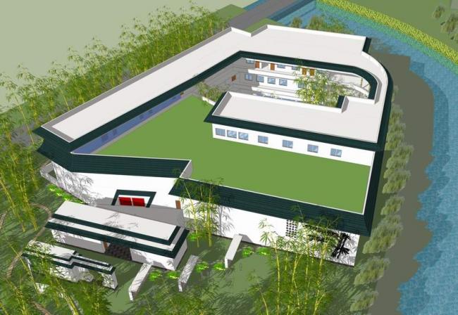 Multi-Story Cultural Center and Library in New Chinese Style | SketchUp Model