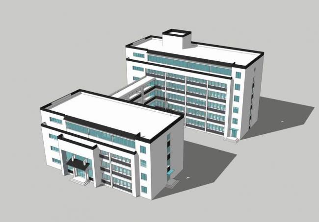 SketchUp Multi-Story Office Building Model | Modern Chinese Design with Huizhou Influence