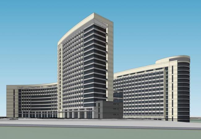 SketchUp Model of Liuzhou Traditional Chinese Medicine Hospital: Modern Multi-Story Medical Complex