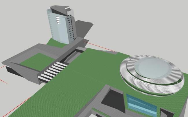 Modern Multi-Story Gymnasium Model | Zhoushan Putuo Sports Center in SketchUp