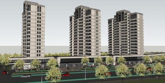 Modern High-Rise Residential Building with Ground-Floor Commercial Space – SketchUp Model