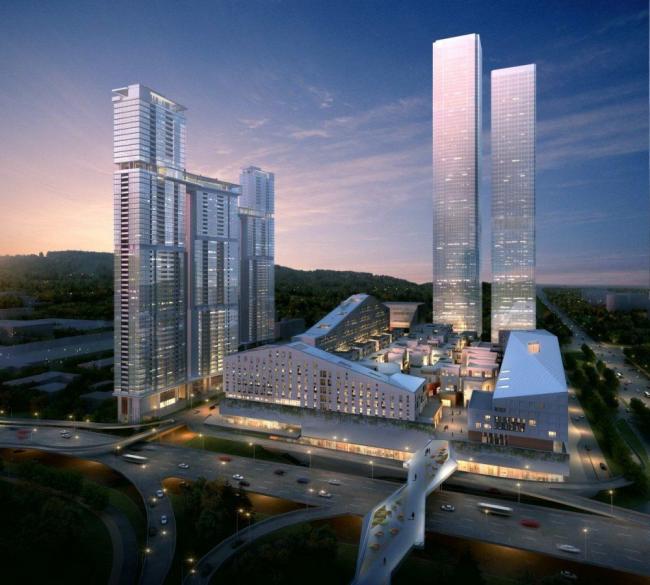SketchUp Model of a Modern Super High-Rise Commercial and Office Complex