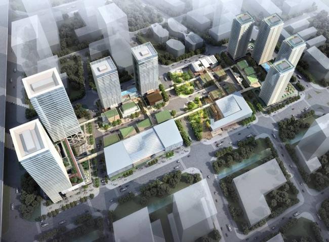 SketchUp Complex Model: Multi-Story High-Rise Mixed-Use Commercial, Office, and Hotel Building in Modern Style