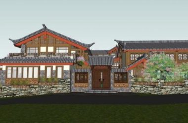 SketchUp Multi-Story Chinese-Style Residential Model Inspired by Ancient Town Architecture-BIM WORLD
