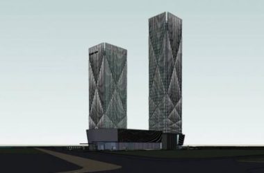 SketchUp Office Complex Featuring a Super High-Rise Tower, Hotel, and Modern Commercial Podium-BIM WORLD
