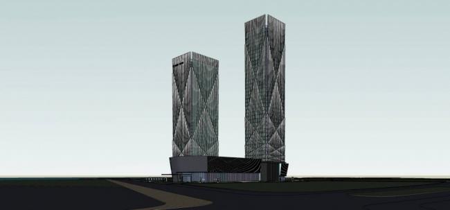 SketchUp Office Complex Featuring a Super High-Rise Tower, Hotel, and Modern Commercial Podium