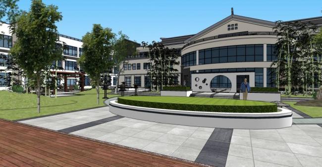 Multi-Story Chinese-Style Hotel and Office Model in SketchUp
