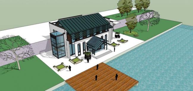 SketchUp Business Model: Multi-Story Clubhouse and Commercial Building in Modern Chinese Style