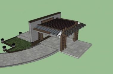 SketchUp Materials and Models: Chinese-Style Entrance Components Including Door Head and Gate-BIM WORLD