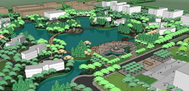 Modern University Campus Landscape Model in SketchUp: Educational Architecture and Planning