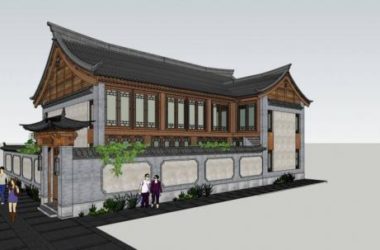 Chinese-Style Solo Villa Model in SketchUp-BIM WORLD