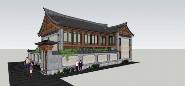 Chinese-Style Solo Villa Model in SketchUp