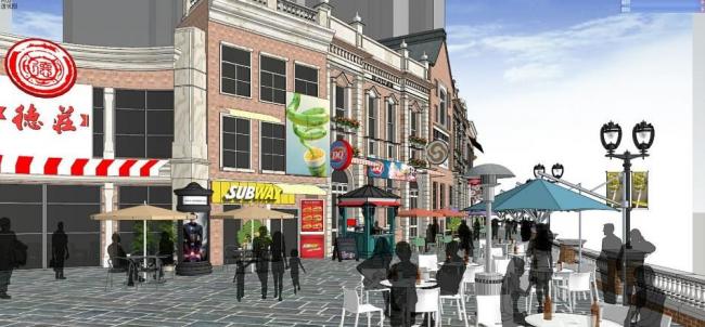 SketchUp Business Model: Multi-Story European Classical Commercial Street