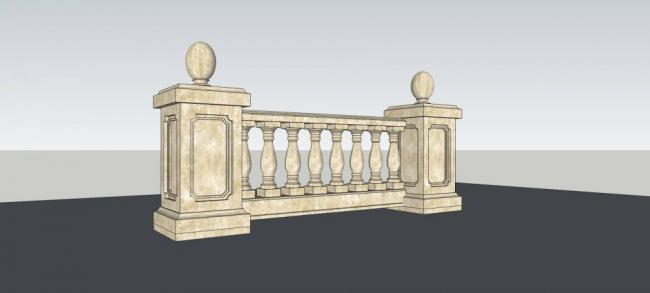 European-Style Railing Components in SketchUp Material Models