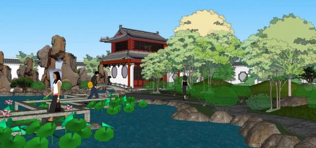 SketchUp Landscape Design: Traditional Chinese Garden Model