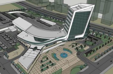 SketchUp Design for Station Road and Bridge: Modern Multi-Story Mixed-Use Complex with Hotel, Offices, and Transportation Hub-BIM WORLD