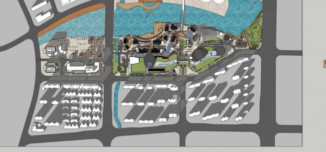 SketchUp Complex Model: Binjiang Mixed-Use Development Featuring Commercial Street, Hotel, Office, Mall, and Multi-Story Modern High-Rise
