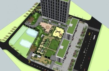 Modern Multi-Story Hybrid High-Rise Residential and Apartment Building with Landscape in SketchUp-BIM WORLD
