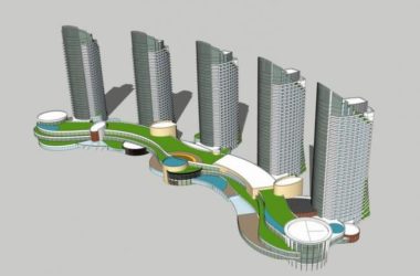 Modern High-Rise Office Building SketchUp Model-BIM WORLD