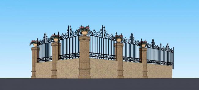 SketchUp Material Models: European Classical Wall and Fence Components