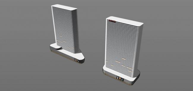 SketchUp Model: Modern Super High-Rise Hotel and Office Building