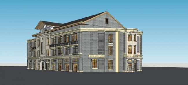 SketchUp Business Model: Multi-Story Commercial Building in Traditional Chinese Style