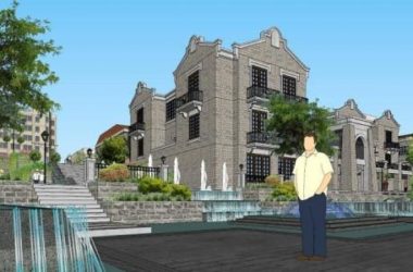 SketchUp Business Model: Multi-Story Commercial Street in Old Town Water Street with Republican and New Chinese Styles-BIM WORLD