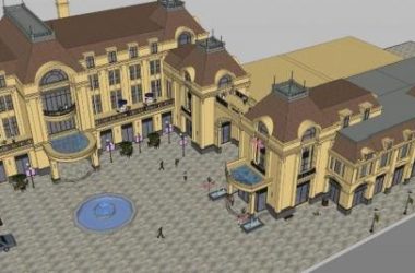 SketchUp Business Model: Multi-Story European Classical Style Commercial Building-BIM WORLD