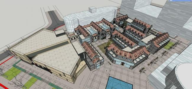 SketchUp Business Model: Multi-Story Commercial Street in Shanghai Style for Greenland Changchun Gourmet Project with Modern Chinese Design