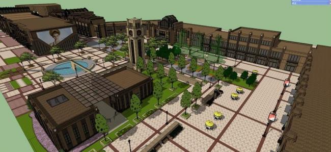 SketchUp Business Model: Multi-Story Commercial Street in Art Deco Style