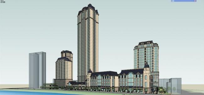 SketchUp Model of a French Classical High-Rise: Residential, Office, Mixed-Use with Ground Floor Retail