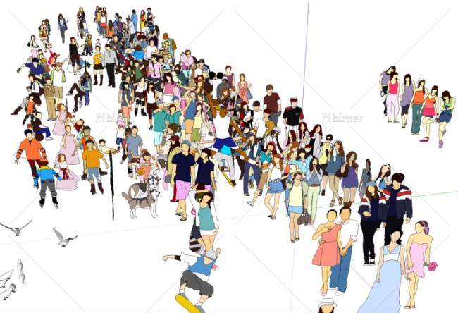 SketchUp Material Pack: 2D Character Scenery for Beach Vacation and Tourism Scenes