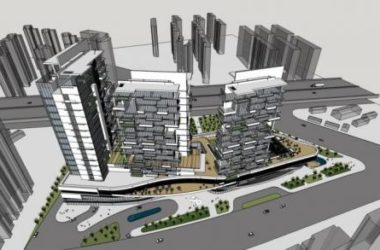 SketchUp Complex Model: Modern Multi-Story High-Rise Mixed-Use Commercial and Residential Building-BIM WORLD