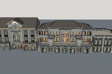 SketchUp Business Model: Multi-Story Commercial Street in Republic of China Style-BIM WORLD