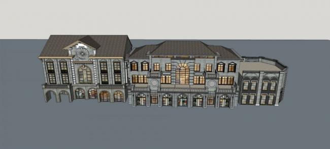 SketchUp Business Model: Multi-Story Commercial Street in Republic of China Style