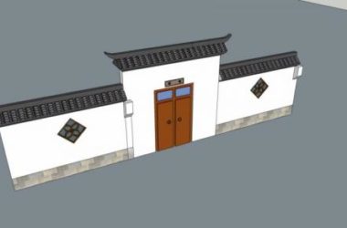 SketchUp Material Models: Chinese-Style Courtyard Gate and Wall Textures-BIM WORLD