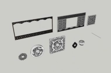 SketchUp Material Models: Architectural Components, Window Designs, and Chinese Style Elements-BIM WORLD