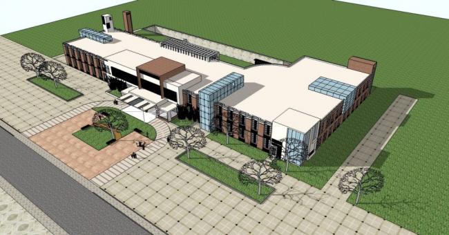 Modern Multi-Story Industrial Office Building Model in SketchUp