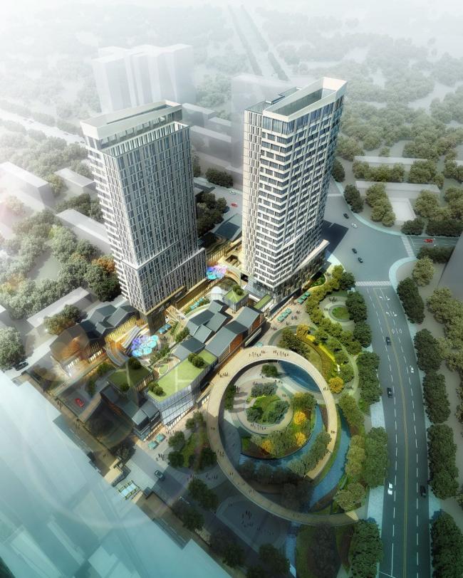 SketchUp Complex Model: Multi-Story High-Rise Mixed-Use Commercial and Modern Office Building