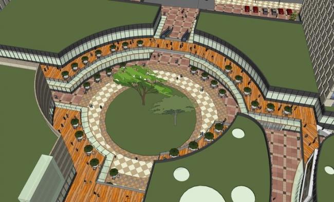 SketchUp Complex Model: Multi-Story High-Rise Mixed-Use Commercial and Modern Office Building