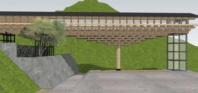 SketchUp Cultural Model: Wooden Bridge Museum Featuring Traditional Chinese Architecture