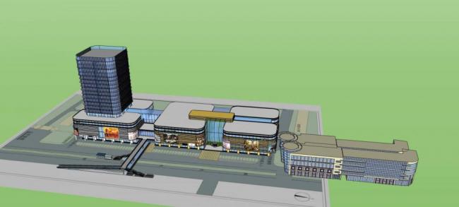 SketchUp Complex Model: Multi-Story Modern Commercial and High-Rise Office Building