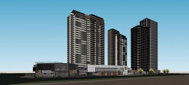 Modern High-Rise Residential Building with Ground Floor Commercial Space in SketchUp