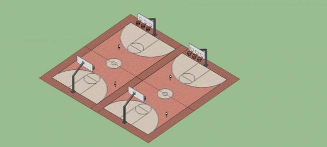 SketchUp Material Models for Basketball Courts and Sports Components