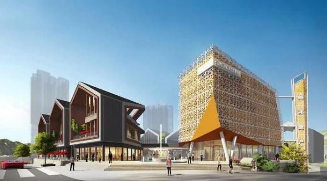 SketchUp Business Model: Modern Multi-Story Mountain Commercial Street Design