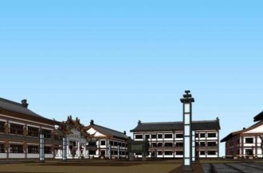 SketchUp Business Model: Multi-Story Tang Dynasty-Inspired Commercial Architecture-BIM WORLD